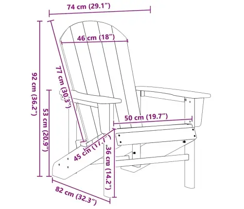 Adirondack Kėdė Juoda 74 X 82 X 92Cm Hdpe Adirondack Kėdė Juoda 74 X 82 X 92Cm Hdpe