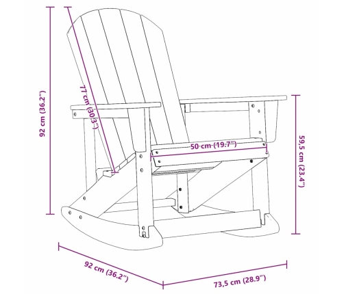 Adirondack Šūpuļkrēsls Gaiši Pelēks 73.5 X 92 X 90Cm Hdpe Vidaxl