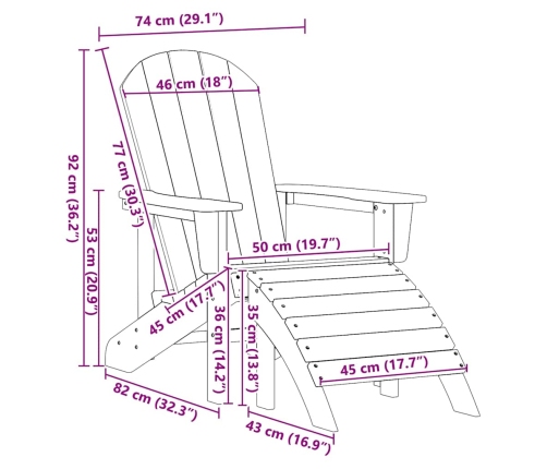 Adirondack Krēsls Ar Spilvenu Melna 74 X 82 X 92Cm Hdpe Vidaxl