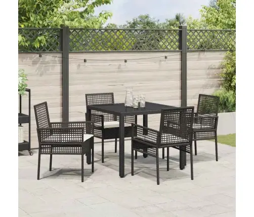 Dārza Ēdamgalds 5 Pcs Melna 90 X 90 X 75 Cm Vidaxl