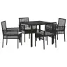 Dārza Ēdamgalds 5 Pcs Melna 90 X 90 X 75 Cm Vidaxl