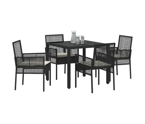 Dārza Ēdamgalds 5 Pcs Melna 90 X 90 X 75 Cm Vidaxl