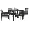 Dārza Ēdamgalds 5 Pcs Melna 90 X 90 X 75 Cm Vidaxl