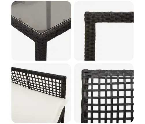 Dārza Ēdamgalds 5 Pcs Melna 150 X 90 X 75 Cm Vidaxl