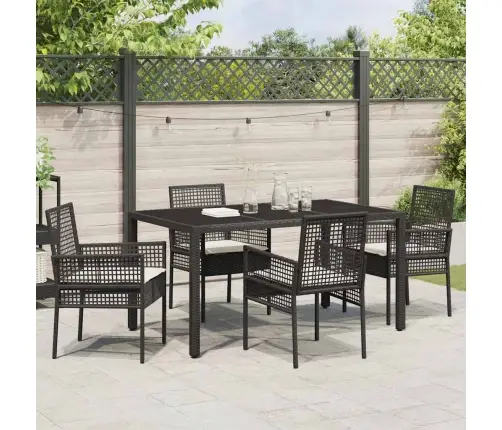 Dārza Ēdamgalds 5 Pcs Melna 150 X 90 X 75 Cm Vidaxl