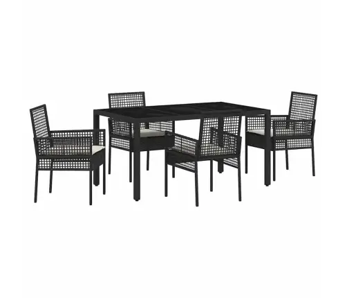 Dārza Ēdamgalds 5 Pcs Melna 150 X 90 X 75 Cm Vidaxl