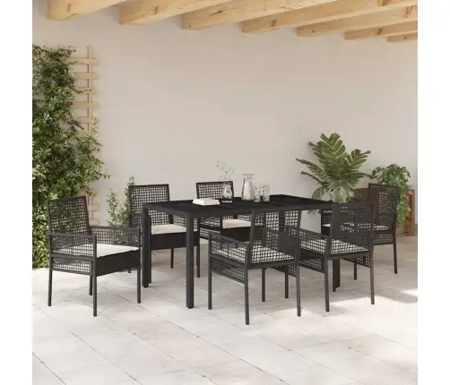 Aia Söögilaudade Komplekt 7 Pcs Must Polürotang