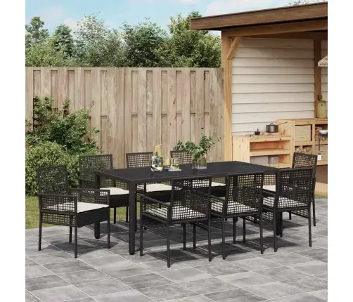 Dārza Ēdamgalds 9 Pcs Melna 190 X 90 X 75 Cm Vidaxl
