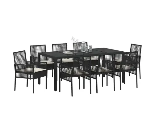 Dārza Ēdamgalds 9 Pcs Melna 190 X 90 X 75 Cm Vidaxl