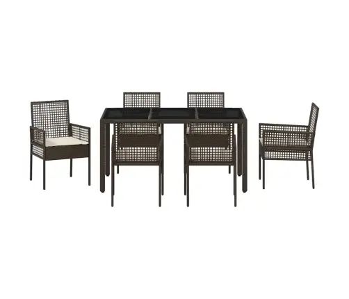 Aia Söögilaudade Komplekt 7 Pcs Pruun Polürooster