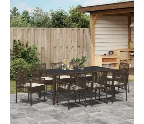 Aia Söögilaudade Komplekt 9 Pcs Pruun Polürotang