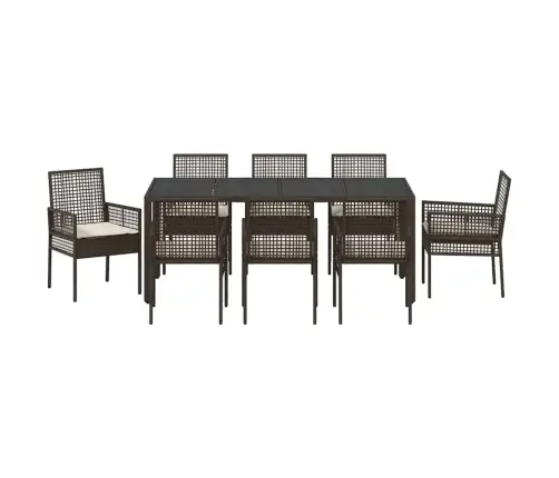 Aia Söögilaudade Komplekt 9 Pcs Pruun Polürotang