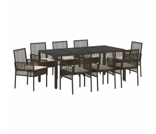 Aia Söögilaudade Komplekt 9 Pcs Pruun Polürotang