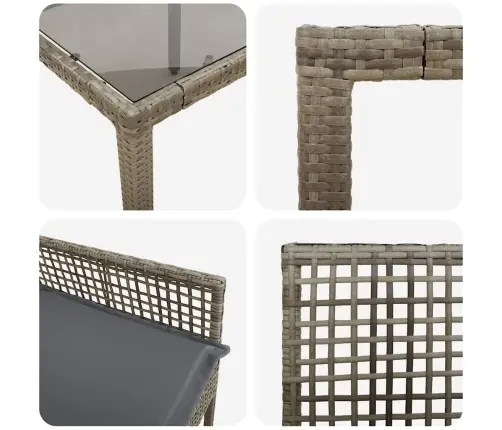 Dārza Ēdamgalds 3 Pcs Pelēka 90 X 90 X 75 Cm Vidaxl