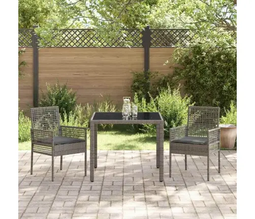 Dārza Ēdamgalds 3 Pcs Pelēka 90 X 90 X 75 Cm Vidaxl