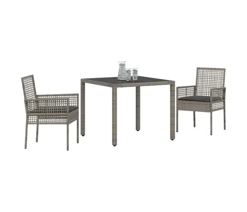 Dārza Ēdamgalds 3 Pcs Pelēka 90 X 90 X 75 Cm Vidaxl