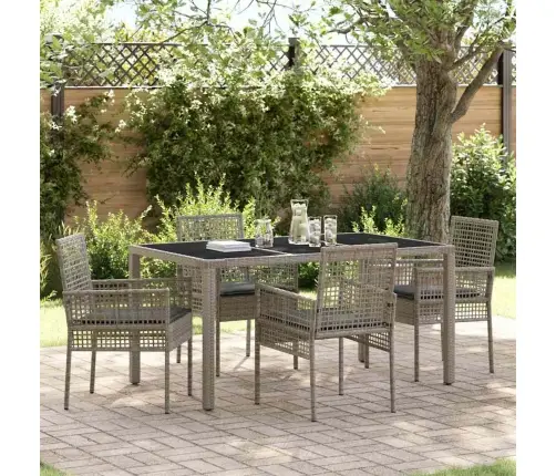 Sodo Valgomojo Komplektas 5 Pcs Pilka Poli Ratanas