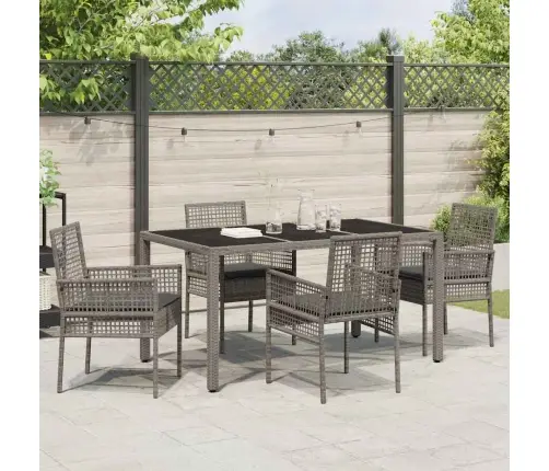 Sodo Valgomojo Komplektas 5 Pcs Pilka Poli Ratanas