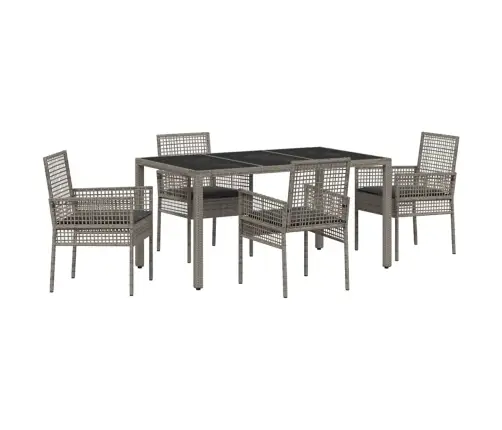 Sodo Valgomojo Komplektas 5 Pcs Pilka Poli Ratanas