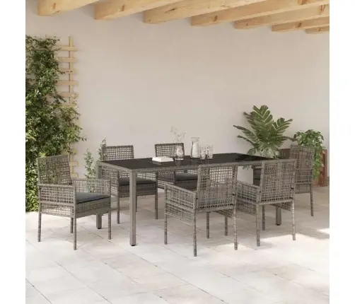 Dārza Ēdināšanas Komplekts 7 Pcs Pelēka 190 X 90 X 75 Cm Vidaxl