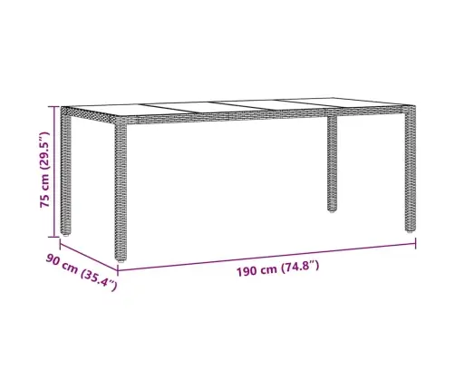 Sodo Valgomojo Komplektas 9 Pcs Pilka Poli Ratanas