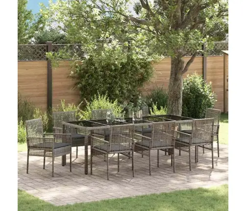 Dārza Ēdamgalds 9 Pcs Pelēka 250 X 100 X 75 Cm Vidaxl