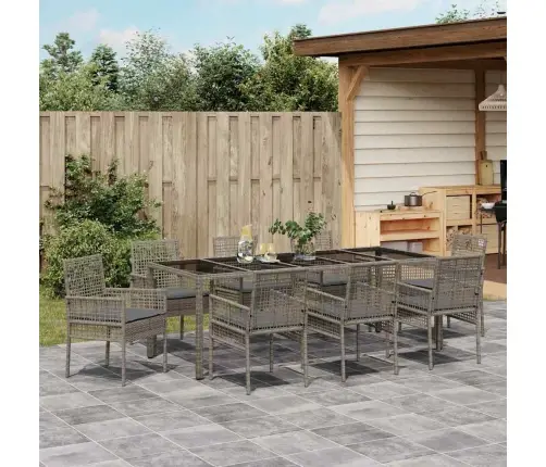 Dārza Ēdamgalds 9 Pcs Pelēka 250 X 100 X 75 Cm Vidaxl