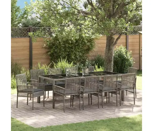 Dārza Ēdamgalds 11 Pcs Pelēka 250 X 100 X 75 Cm Vidaxl