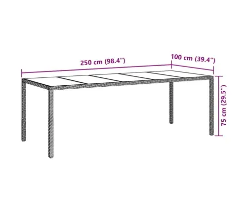 Dārza Ēdamgalds 11 Pcs Pelēka 250 X 100 X 75 Cm Vidaxl