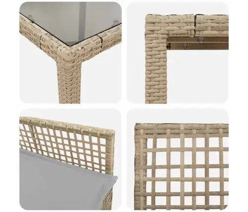 Dārza Ēdamgalds 5 Pcs Bēša 150 X 90 X 75 Cm Vidaxl