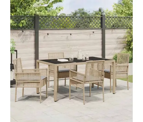 Dārza Ēdamgalds 5 Pcs Bēša 150 X 90 X 75 Cm Vidaxl