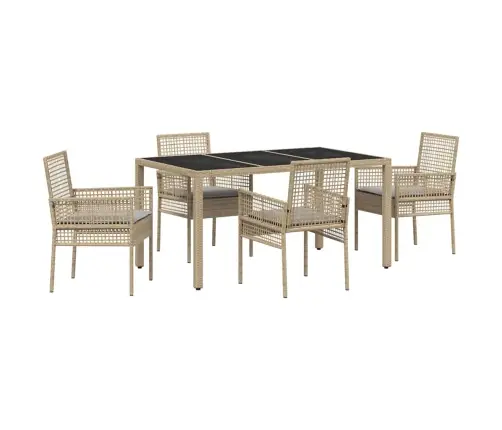 Dārza Ēdamgalds 5 Pcs Bēša 150 X 90 X 75 Cm Vidaxl