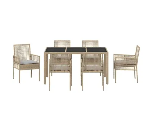 Aia Söögilaudade Komplekt 7 Pcs Beež Polürooster