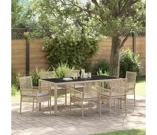 Dārza Ēdamgalds 7 Pcs Bēša 190 X 90 X 75 Cm Vidaxl