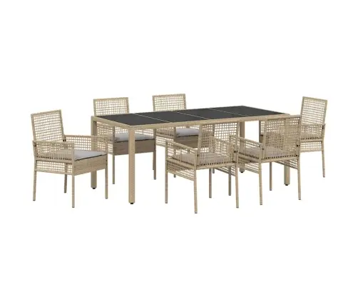 Dārza Ēdamgalds 7 Pcs Bēša 190 X 90 X 75 Cm Vidaxl