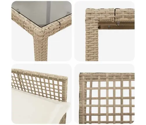 Dārza Ēdamgalds 3 Pcs Bēša 90 X 90 X 75 Cm Vidaxl