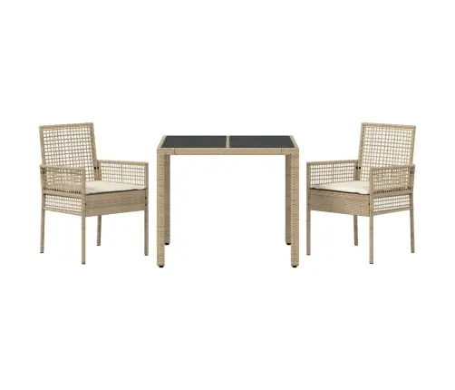 Dārza Ēdamgalds 3 Pcs Bēša 90 X 90 X 75 Cm Vidaxl