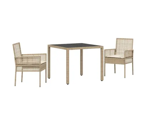 Dārza Ēdamgalds 3 Pcs Bēša 90 X 90 X 75 Cm Vidaxl