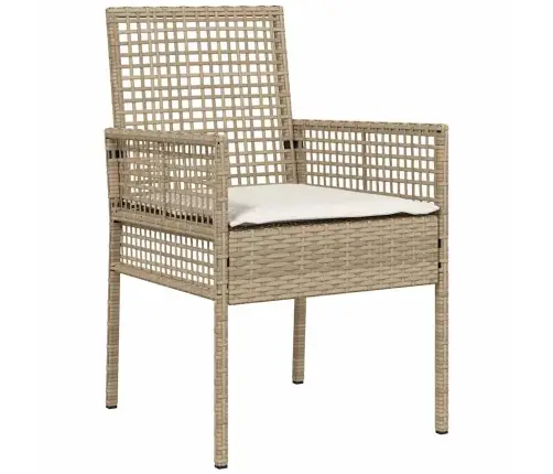 Dārza Ēdamgalds 5 Pcs Bēša 90 X 90 X 75 Cm Mākslīgā Rotangpalma Vidaxl