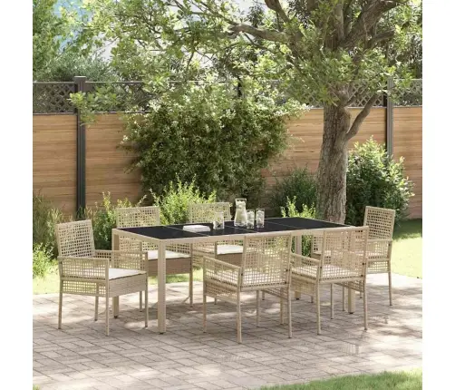 Dārza Ēdamgalds 7 Pcs Bēša 190 X 90 X 75 Cm Vidaxl Dārza Ēdamgalds 7 Pcs Bēša 190 X 90 X 75 Cm Vidaxl
