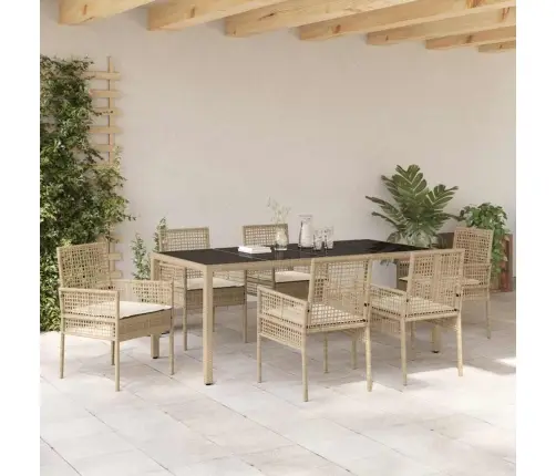 Dārza Ēdamgalds 7 Pcs Bēša 190 X 90 X 75 Cm Vidaxl Dārza Ēdamgalds 7 Pcs Bēša 190 X 90 X 75 Cm Vidaxl