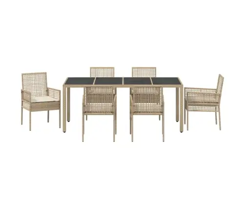 Dārza Ēdamgalds 7 Pcs Bēša 190 X 90 X 75 Cm Vidaxl Dārza Ēdamgalds 7 Pcs Bēša 190 X 90 X 75 Cm Vidaxl
