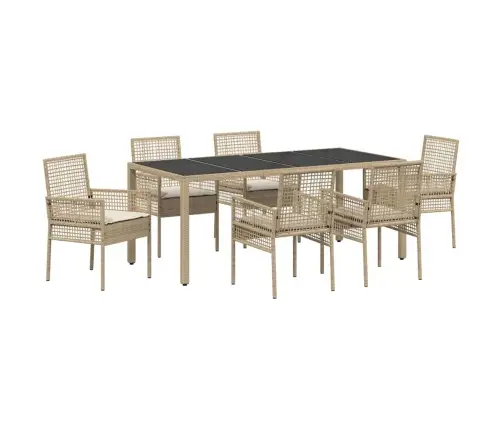 Dārza Ēdamgalds 7 Pcs Bēša 190 X 90 X 75 Cm Vidaxl Dārza Ēdamgalds 7 Pcs Bēša 190 X 90 X 75 Cm Vidaxl