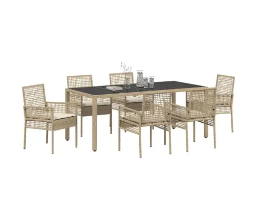 Dārza Ēdamgalds 7 Pcs Bēša 190 X 90 X 75 Cm Vidaxl Dārza Ēdamgalds 7 Pcs Bēša 190 X 90 X 75 Cm Vidaxl