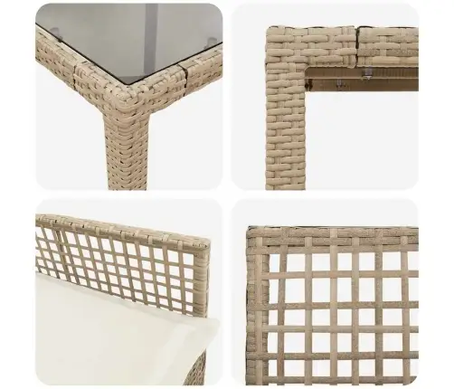 Aia Söögilaudade Komplekt 9 Pcs Beež Polürotang