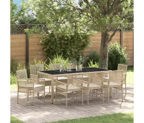 Aia Söögilaudade Komplekt 9 Pcs Beež Polürotang