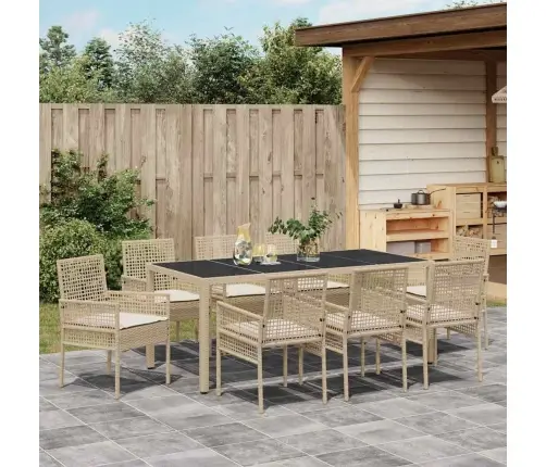 Aia Söögilaudade Komplekt 9 Pcs Beež Polürotang