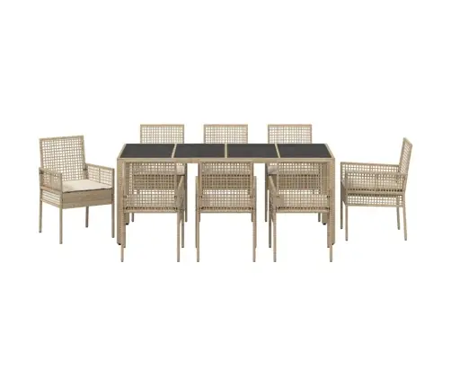 Aia Söögilaudade Komplekt 9 Pcs Beež Polürotang