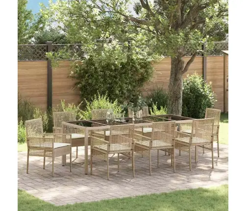 Aia Söögilaudade Komplekt 9 Pcs Beež Polürooster