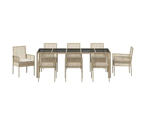 Aia Söögilaudade Komplekt 9 Pcs Beež Polürooster